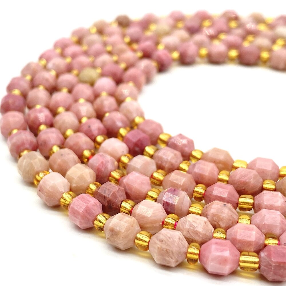 7121 ABCGEMS Australian Petrified Rhodonite Beads Enhanced Prism Shape That